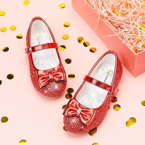 Girls Glitter Dress Shoes Princess For Flower Girls Flats Party Wedding Size 1